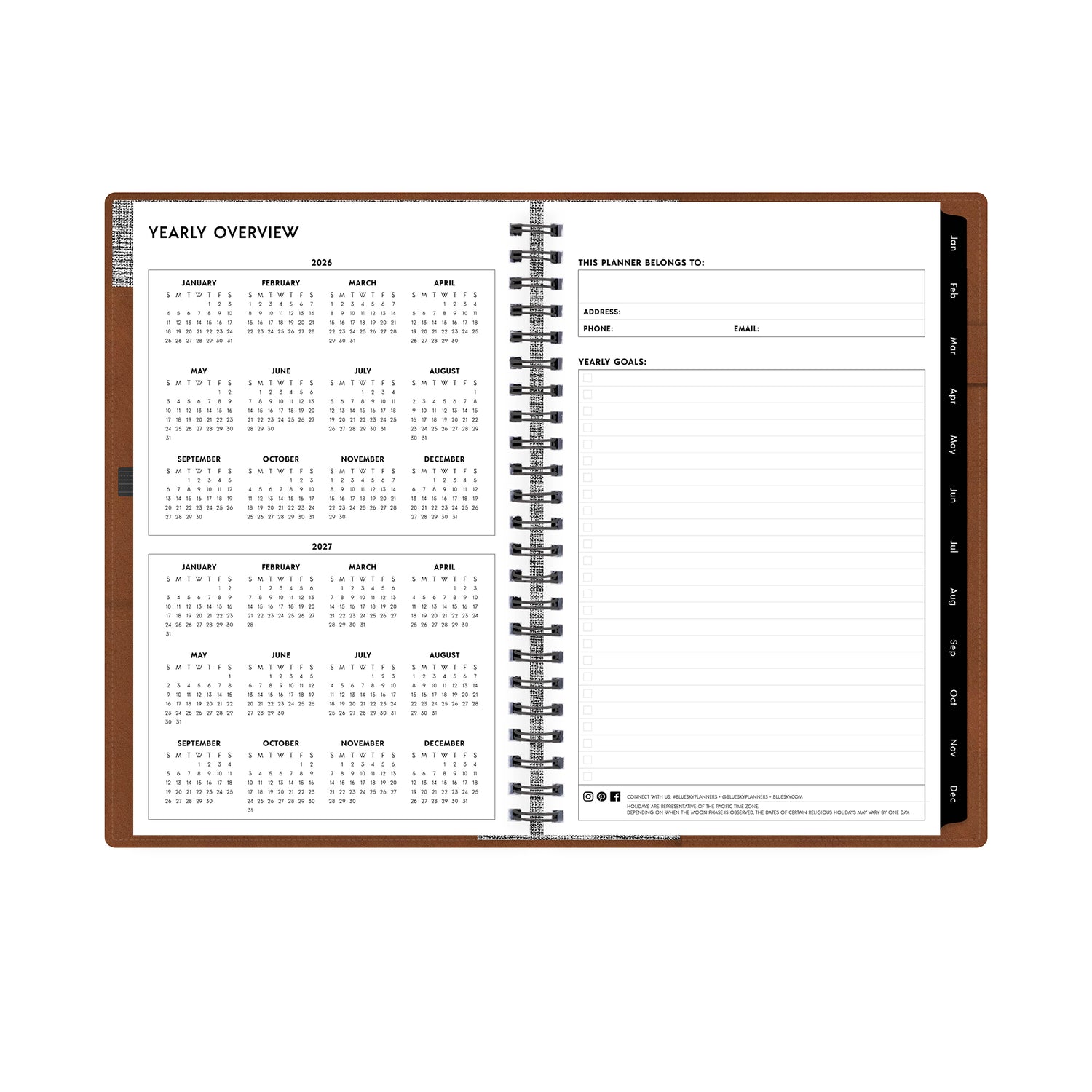yearly overview with reference calendar to 2026 and 2027