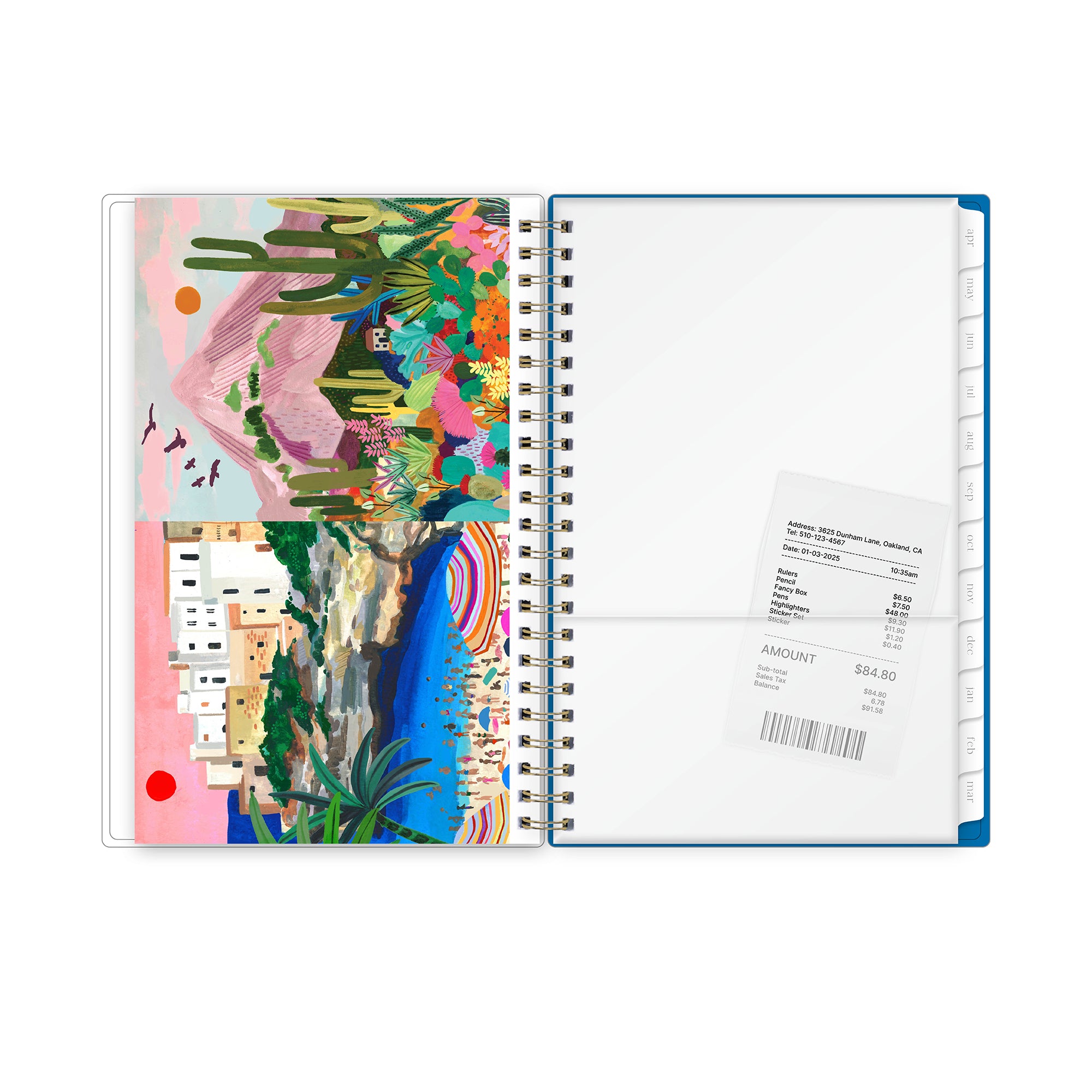 reference calendar for 2026-2027 featuring a storage pocket and white monthly tabs