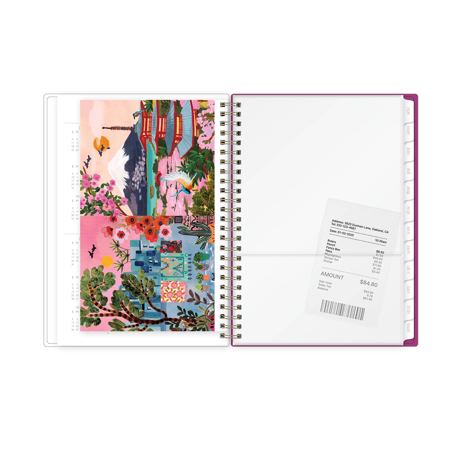reference calendar for 2026-2027 featuring a storage pocket and white monthly tabs