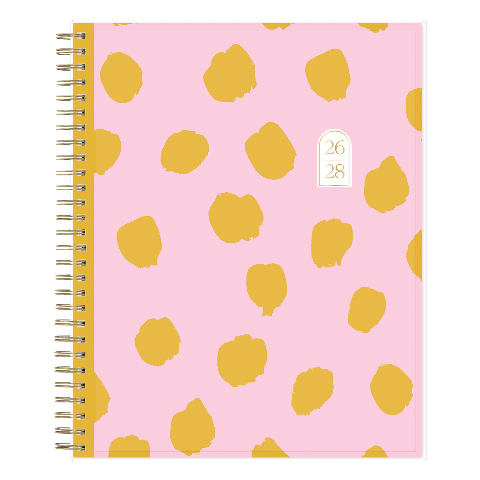 Pink planner with gold lemon pattern on a white background 2027-2027 planner