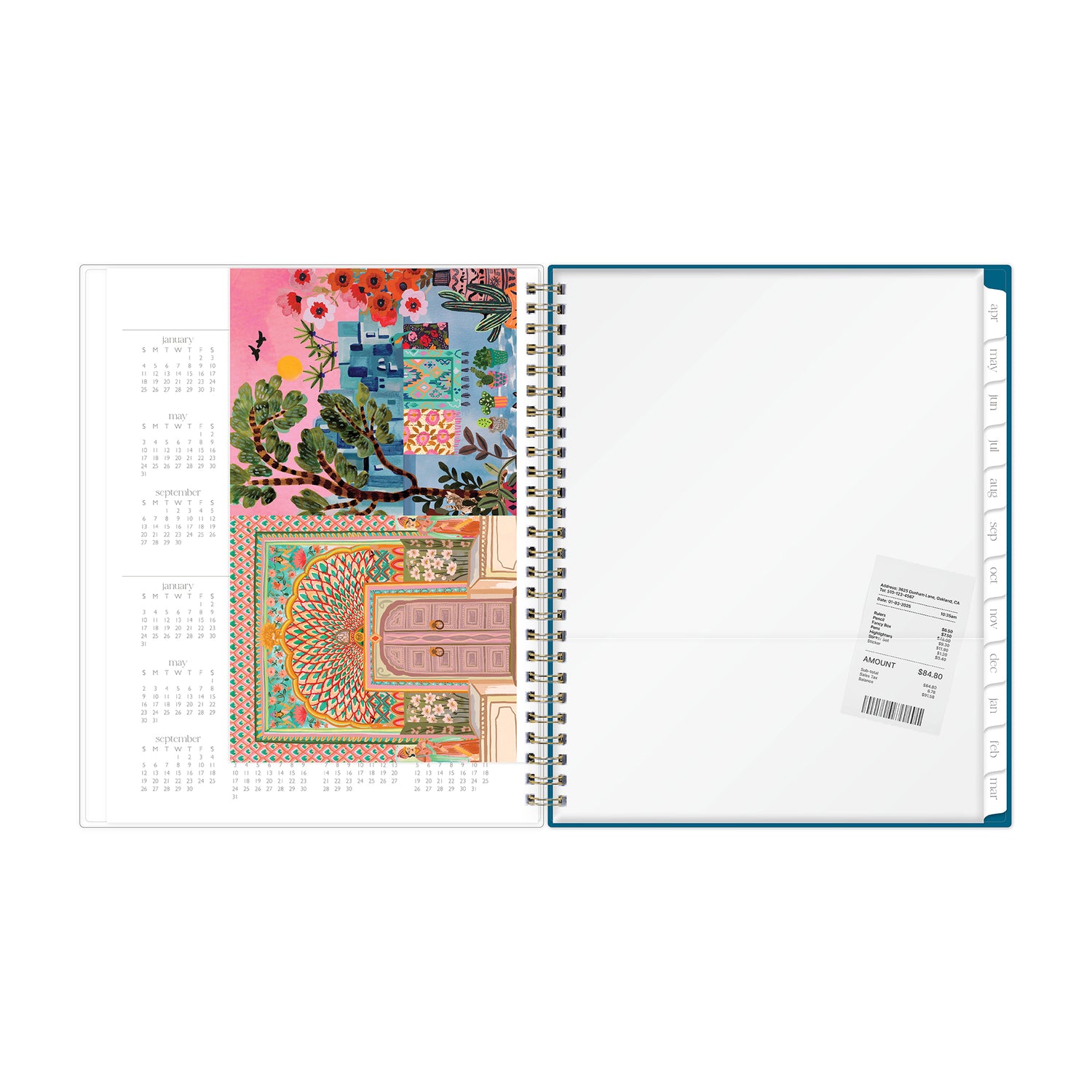 reference calendar for 2026-2027 featuring a storage pocket and white monthly tabs