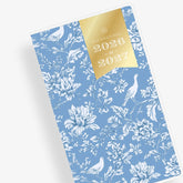 floral front cover with blue background