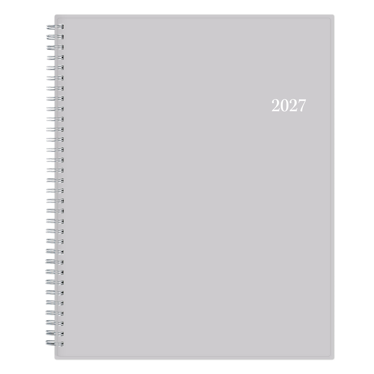 8.5x11 planner in solid gray for January 2027 to December 2027. weekly monthly
