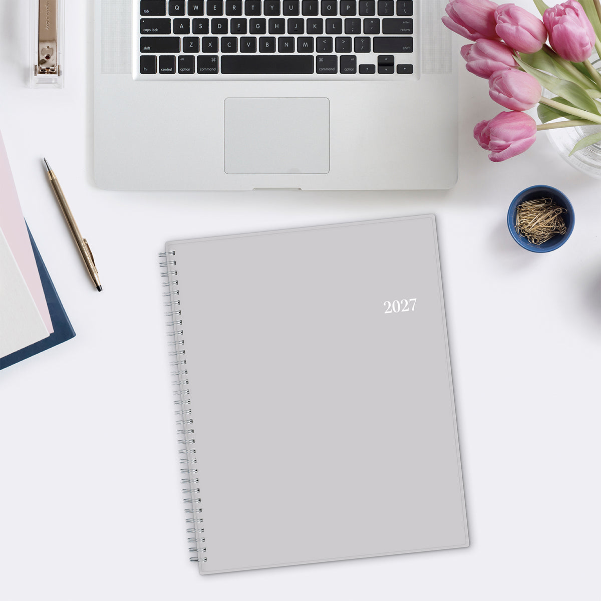 8.5x11 planner in solid gray for January 2027 to December 2027. weekly monthly