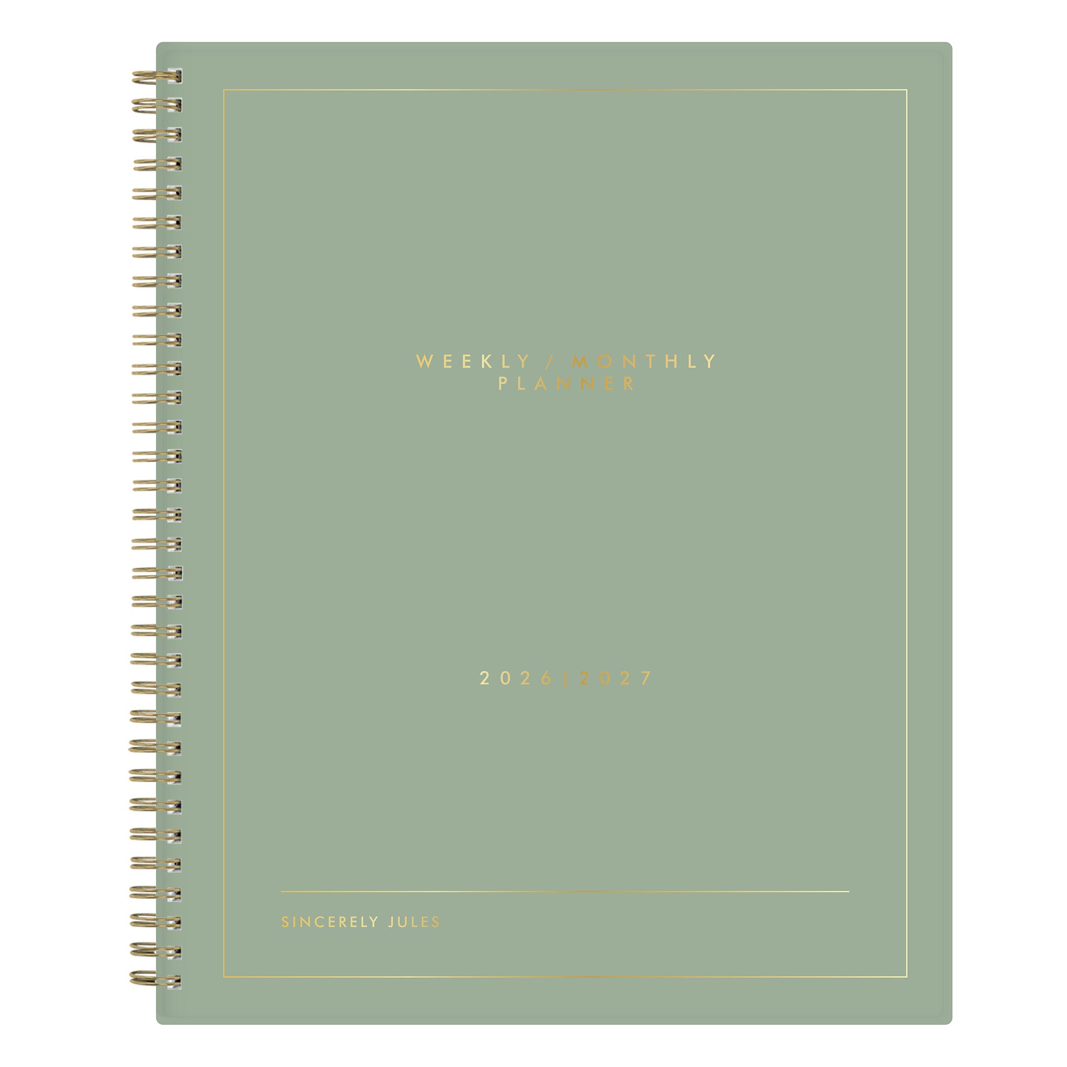 light olive green front cover on this 2026-2027 academic school planner