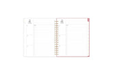weekly open spread for this sincerely jules x blue sky planner featuring ample lined writing space, and notes section, and white monthly tabs