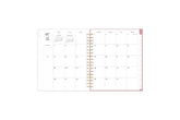 monthly spread featuring blank writing space for each date, lined notes section, reference calendars, and white monthly tabs