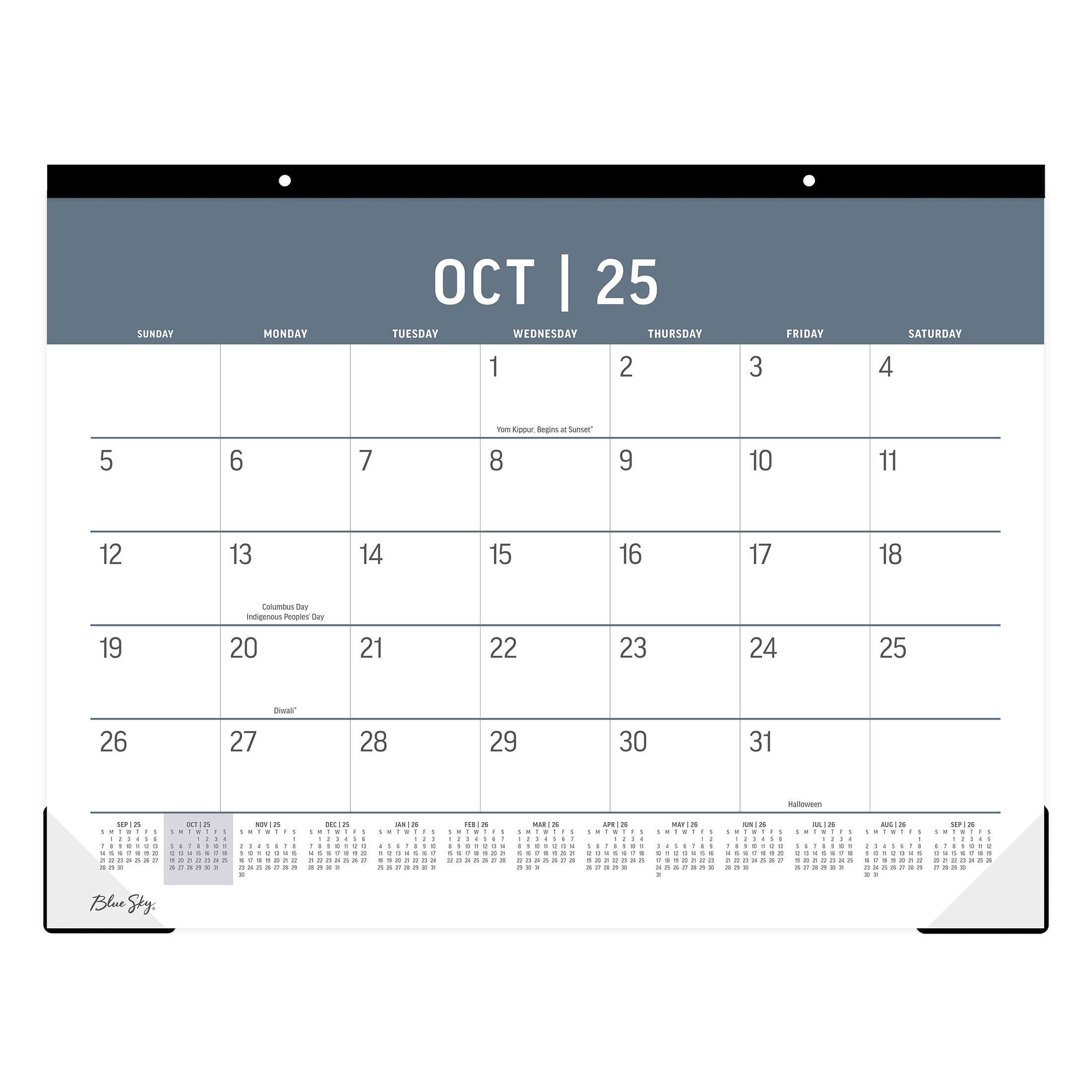 22 x 17 wall calendar for October 2025 - December 2026