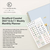 planner featuring bonus content like yearly overview, important dates, holidays, states and capitals