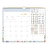 Calendar for July 2026-June 2027 with floral design and motivational stickers on a white background, ample blank writing space and reference calendars
