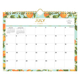 2026-2027 monthly calendar with blocks for each date featuring oranges and leaves border