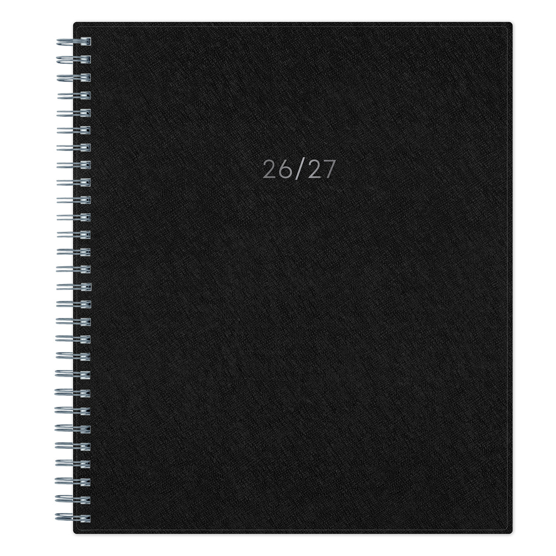 Solid Black Crossgrain 2027 Monthly 8x10 Planning Calendar 18-Months LARGE Print