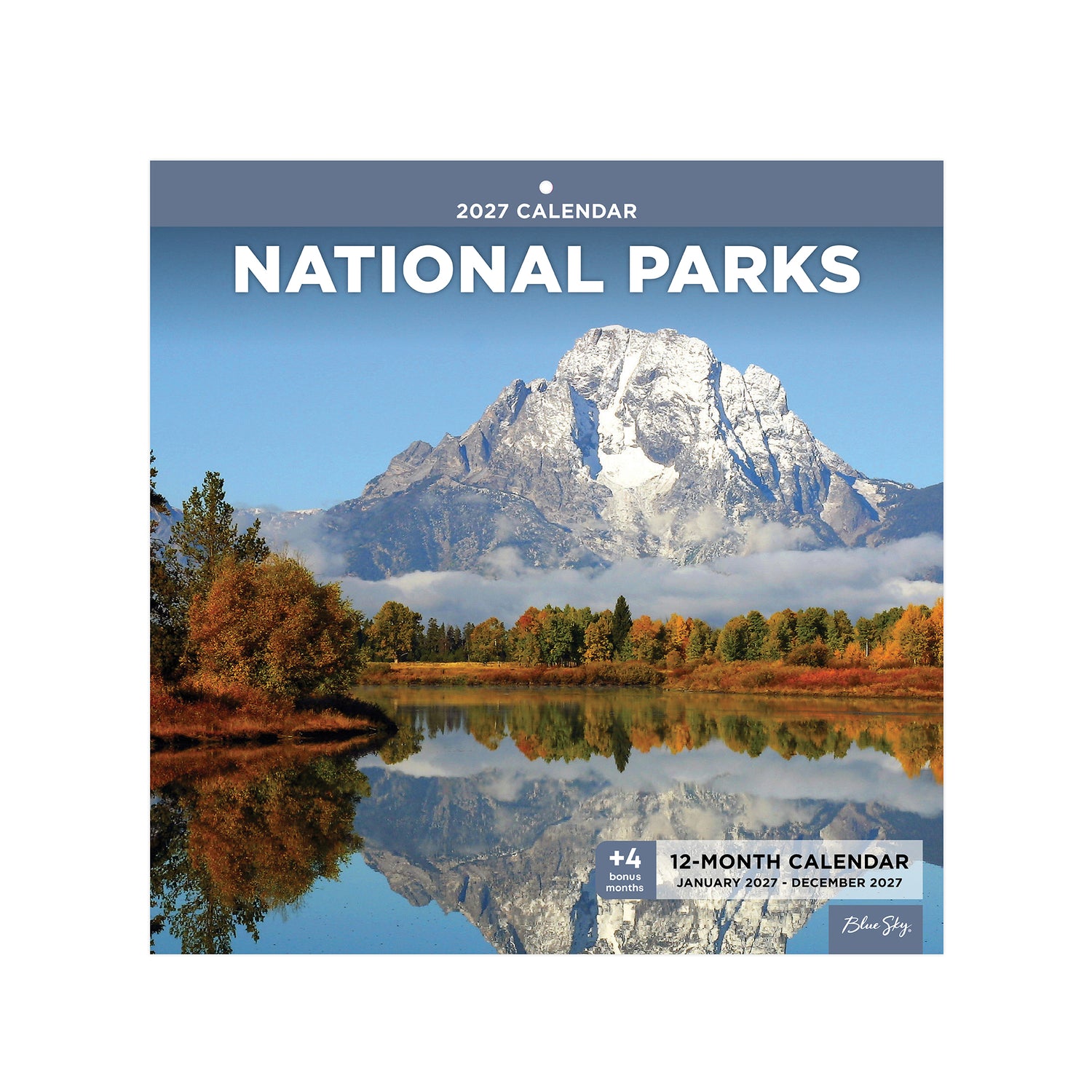 this 12x12 monthly stapled calendar featuring national parks in 12 month calendar and 12bonus months.
