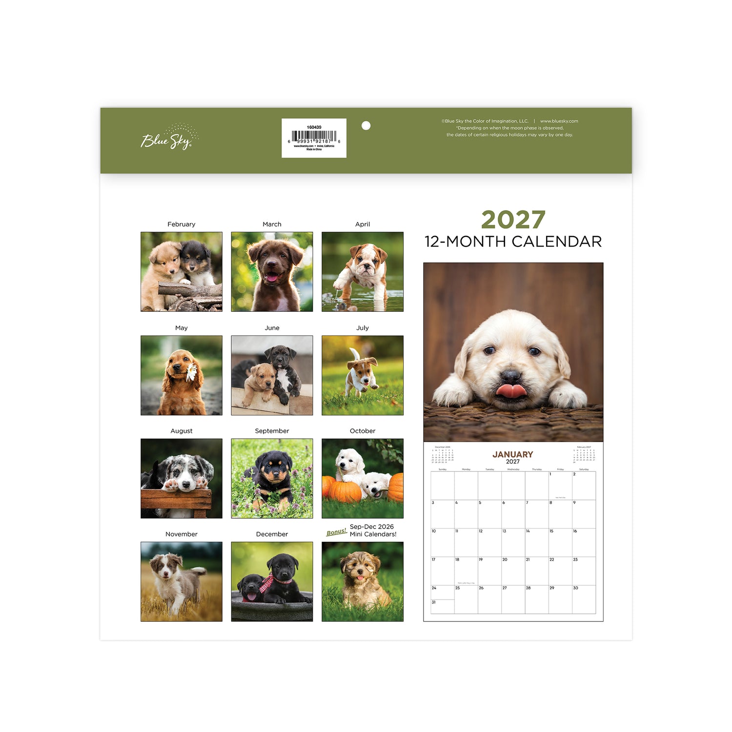 2027 puppies calendar 12 months featuring january 2027 to december 2027 12x12 size multiple puppies for each month