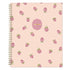 Pink notebook with strawberry pattern on a white background for 2026-2027