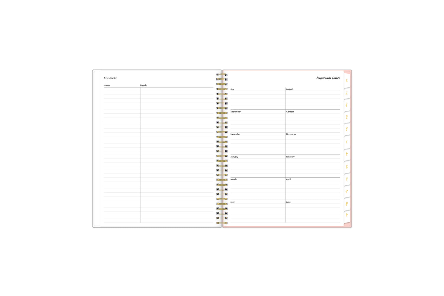 contact pages featuring name and important dates