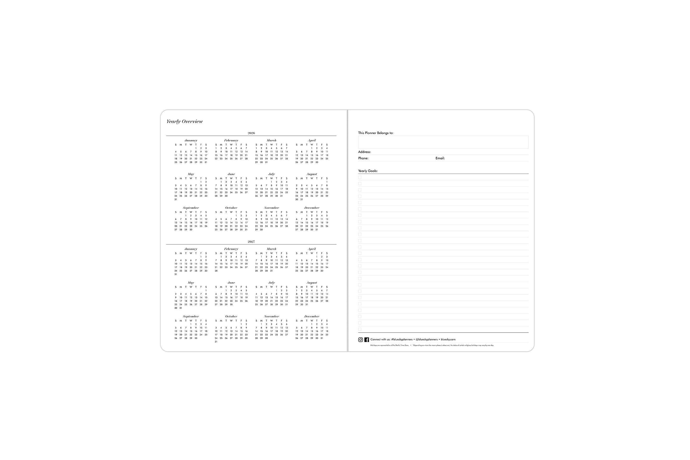 2026 and 2027 reference calendar and ownership info.