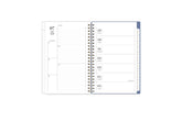 weekly open spread for this sincerely jules x blue sky planner featuring ample lined writing space, and notes section, and white monthly tabs