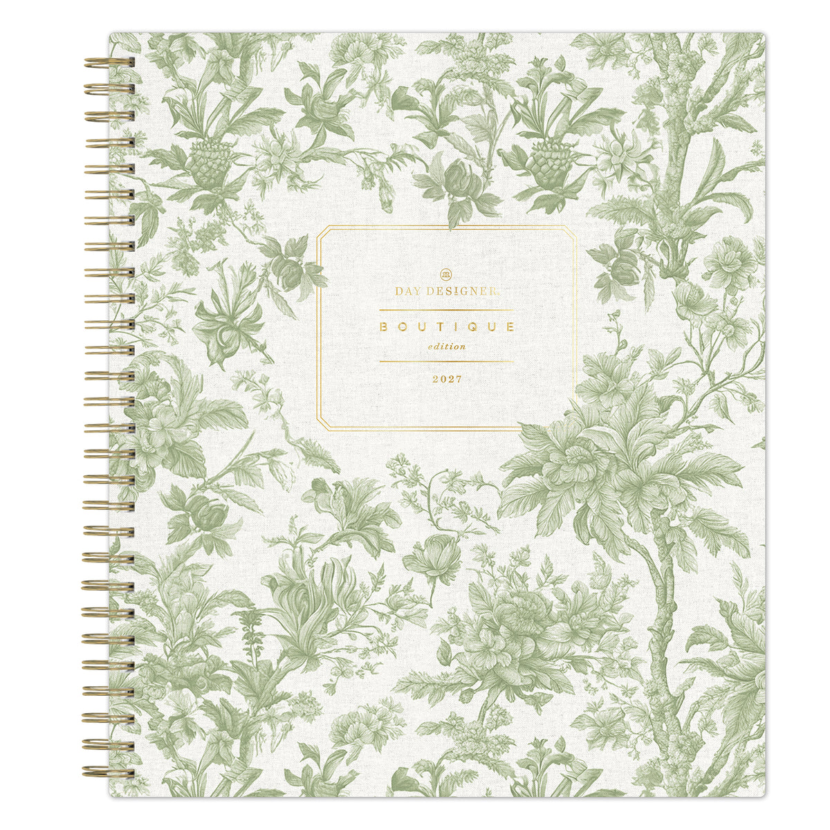day designer boutique planner in 6x8 weekly monthly format with green floral front cover