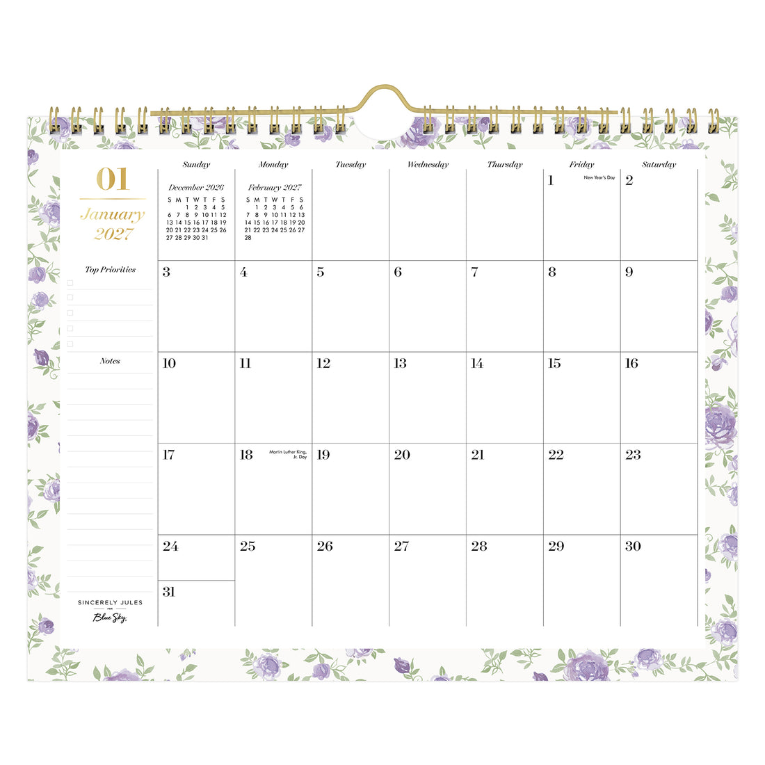 Forget Me Not 2027 Wall Calendar 11x8.75 Sincerely Jules