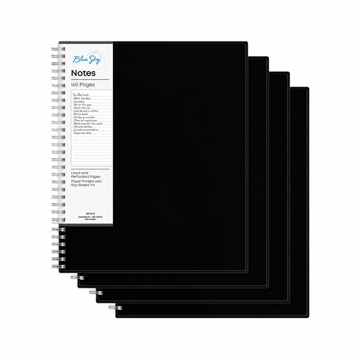 solid black cover 4 pack of notebooks lined writing space
