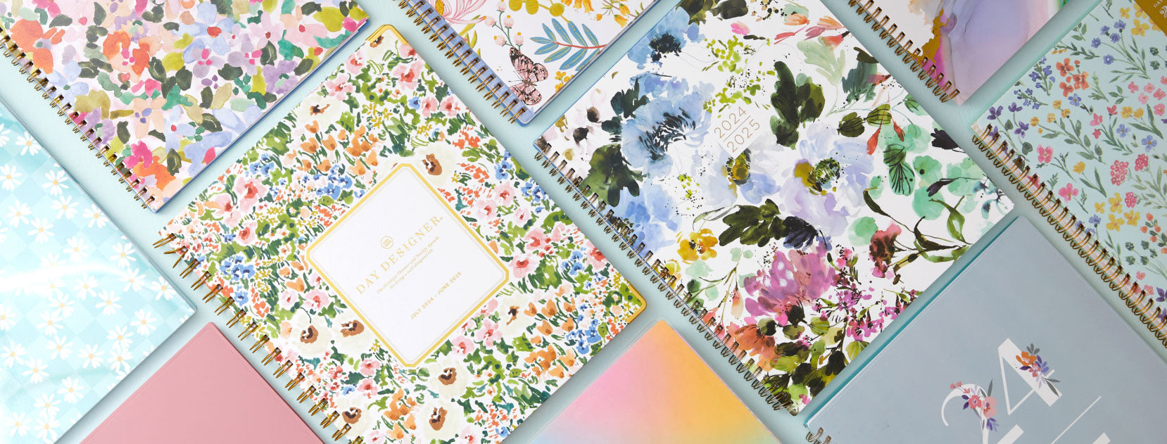 Brighten up your day with floral and trendy planners, ideal for keeping your thoughts and schedule organized.