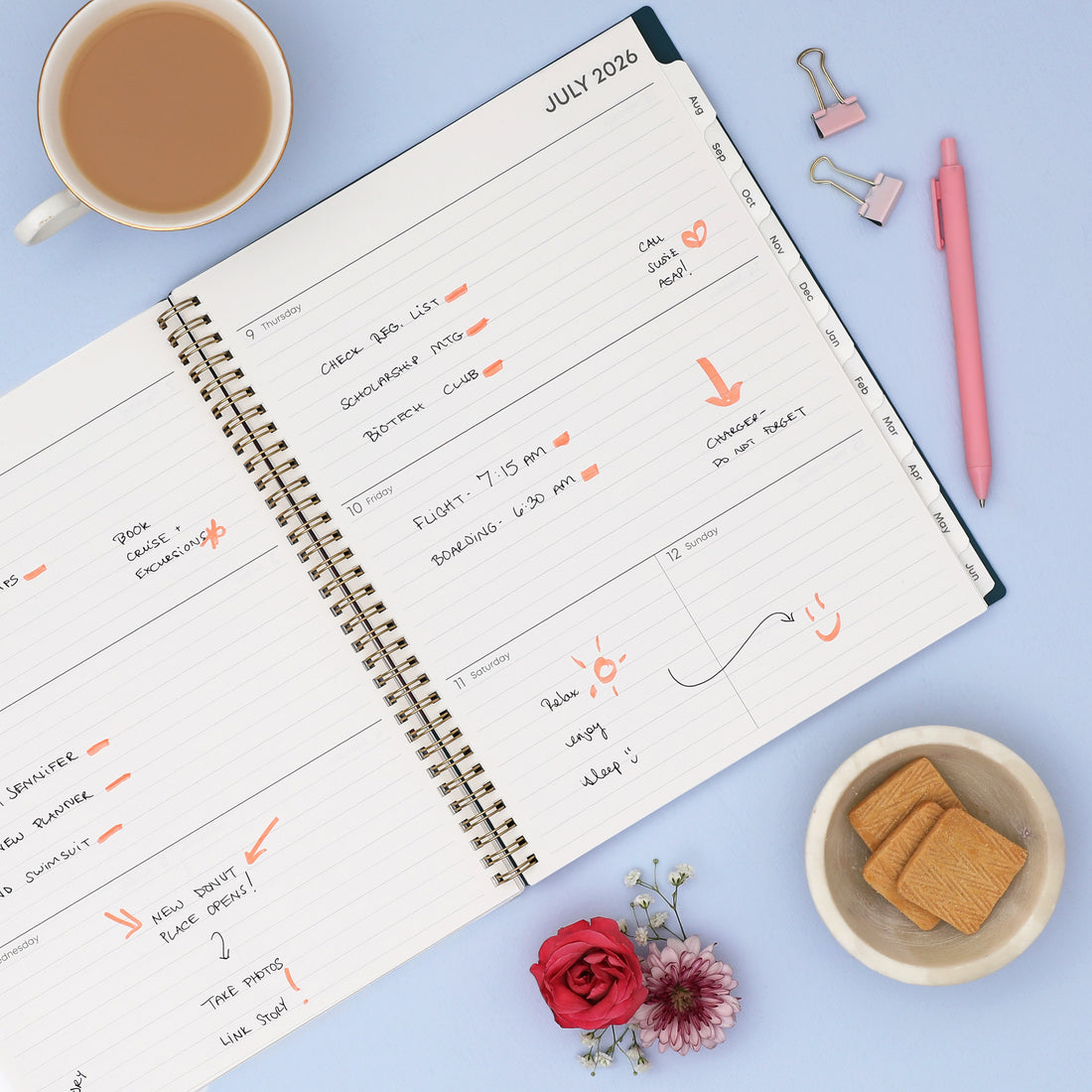 Greta 2026-2027 Weekly Monthly 8.5x11 Planning Calendar