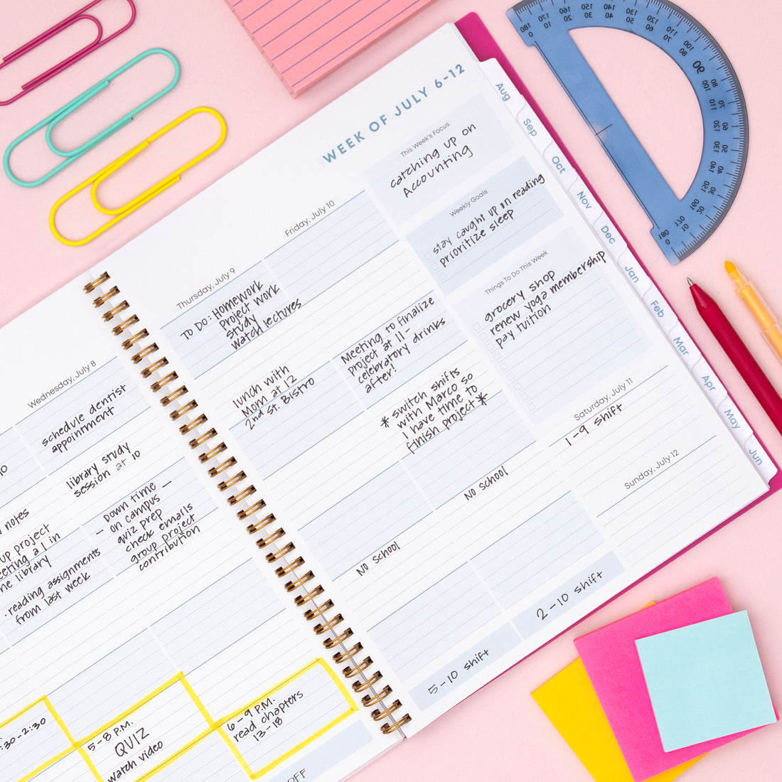 Star Confetti 2026-2027 Weekly 8.5x11 Student Planning Calendar