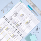 2026-2027 teacher weekly spread featuring ample writing space and sections for each subject or class
