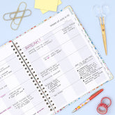 2026-2027 teacher weekly spread featuring ample writing space and sections for each subject or class