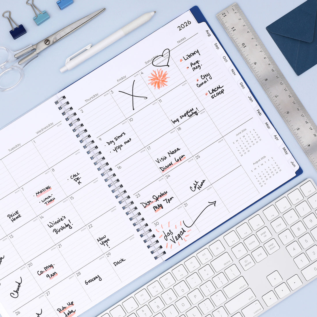 Chanson 2026-2027 Monthly 8x10 Planning Calendar