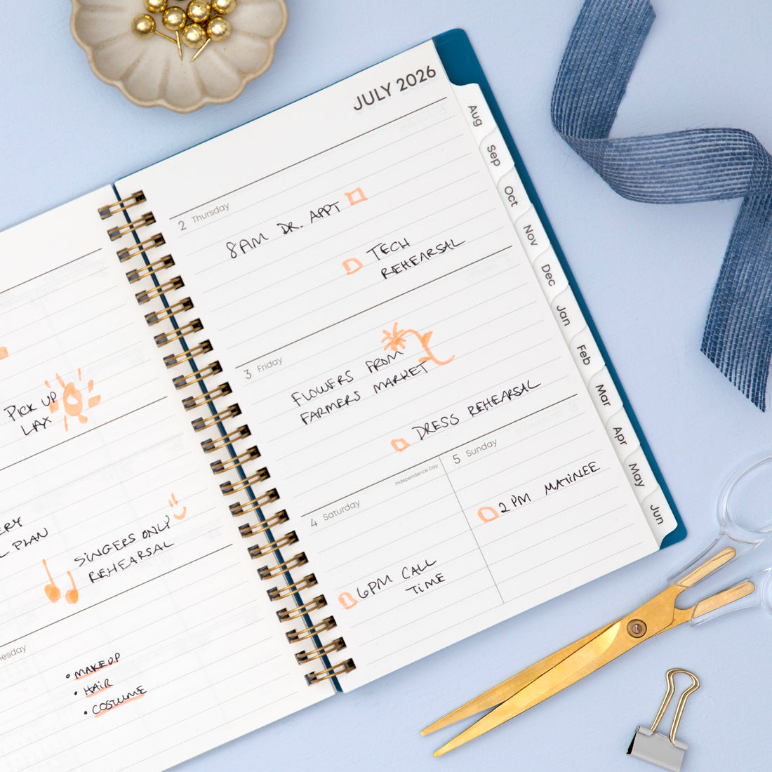 Bakah Blue 2026-2027 Weekly Monthly 5x8 Planning Calendar