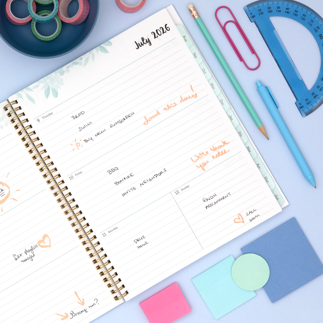 Laurel 2026-2027 Weekly Monthly 8.5x11 Planning Calendar