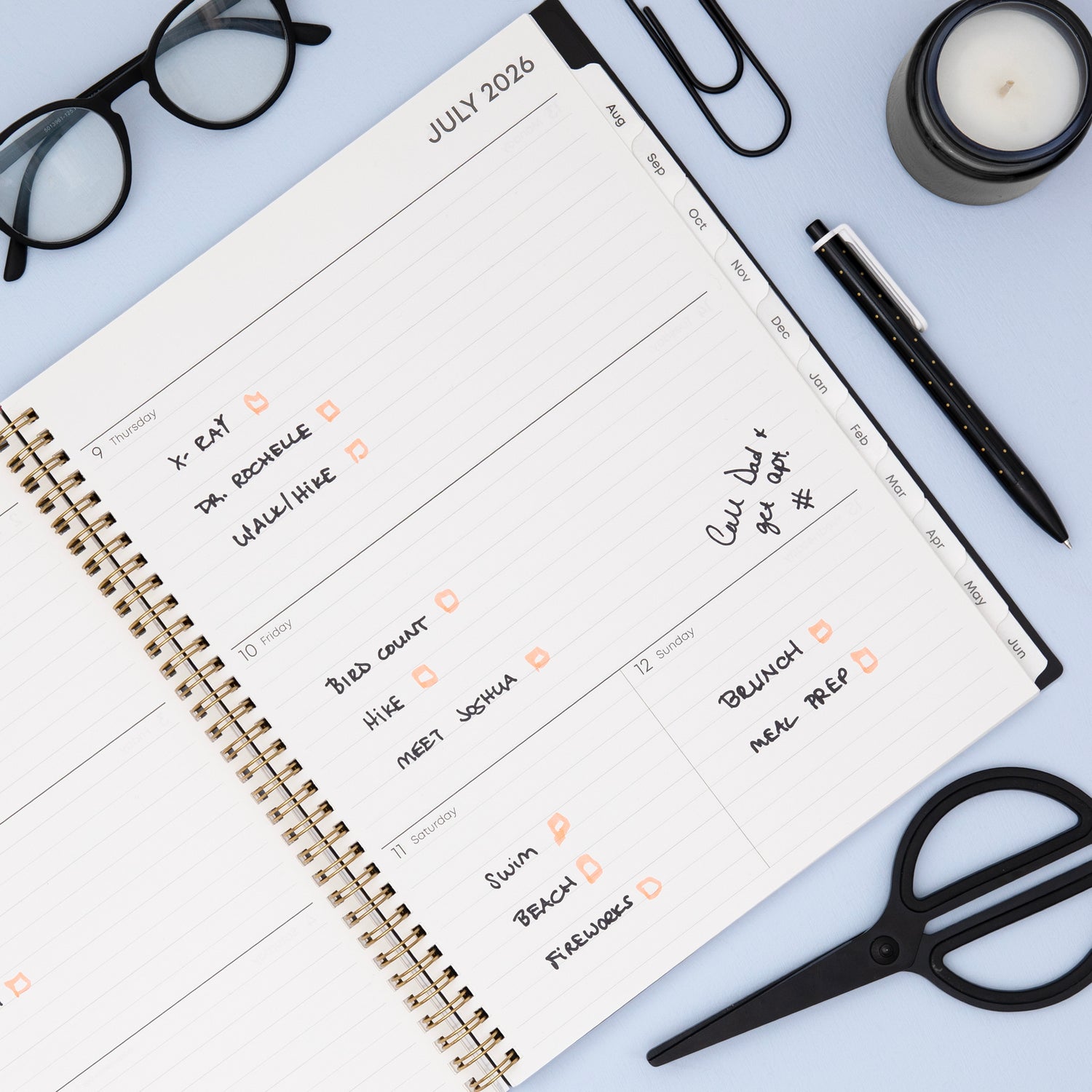 2026-2027 weekly spread featuring ample writing space, bullet points, to do-list.
