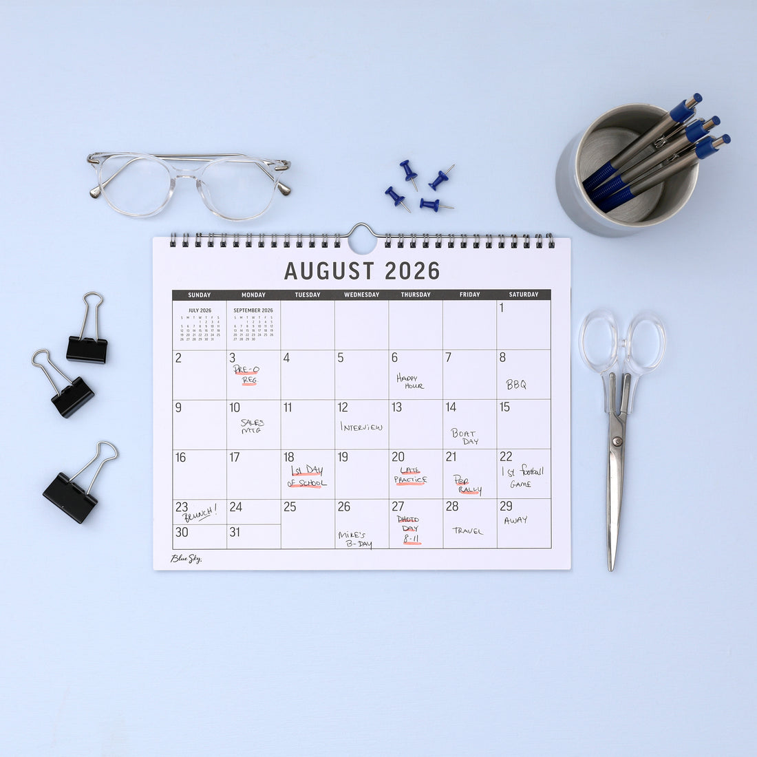 Professional LARGE Print 2026-2027 Wall Calendar 11x8.75 18-Months