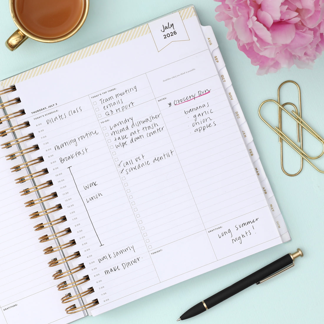 Rugby Stripe 2026-2027 Daily Monthly 8x10 Day Designer for Blue Sky Planning Calendar