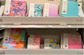 Retail Partners - A few of our colorful planners on the shelves at a local retailer.