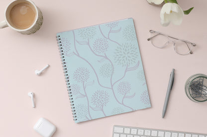 January 2024 - December 2024 weekly monthly planner featuring a floral front cover design and silver twin wire-o binding