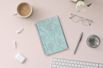 January 2024 - December 2024 weekly monthly planner featuring a floral front cover design and silver twin wire-o binding 5x8 size