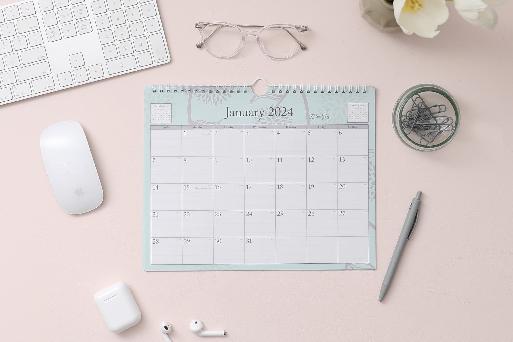 January 2024 - December 2024 monthly wall calendar in 11 x 8.75 size