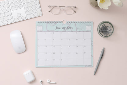 January 2024 - December 2024 monthly wall calendar in 11 x 8.75 size