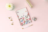 2024 blue sky floral cover and grey background weekly monthly planner in 5x8 planner size