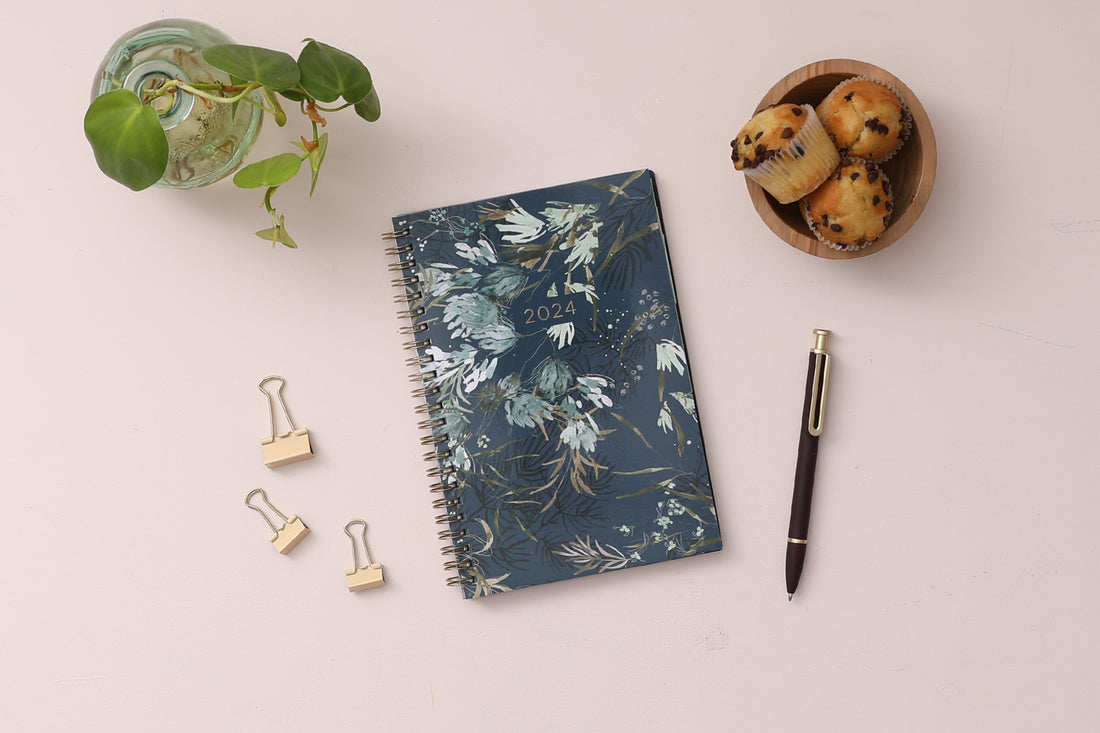 2024 weekly monthly planner featuring kelly ventura pattern front cover 5x8 planner size floral pattern