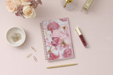 2024 pocket planner gold twin wire-o featuring real floral pattern