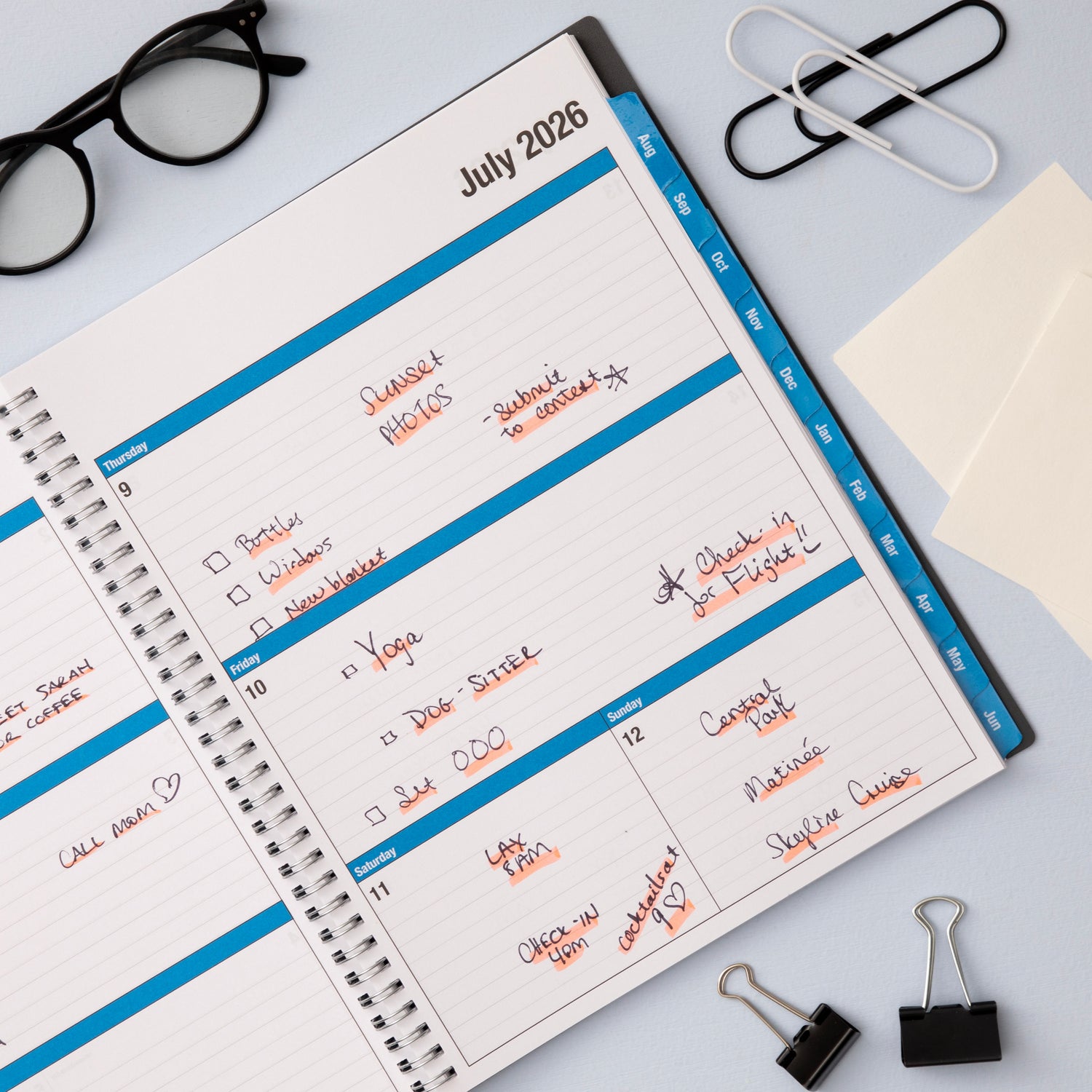 2026-2027 weekly spread featuring ample writing space, bullet points, to do-list.
