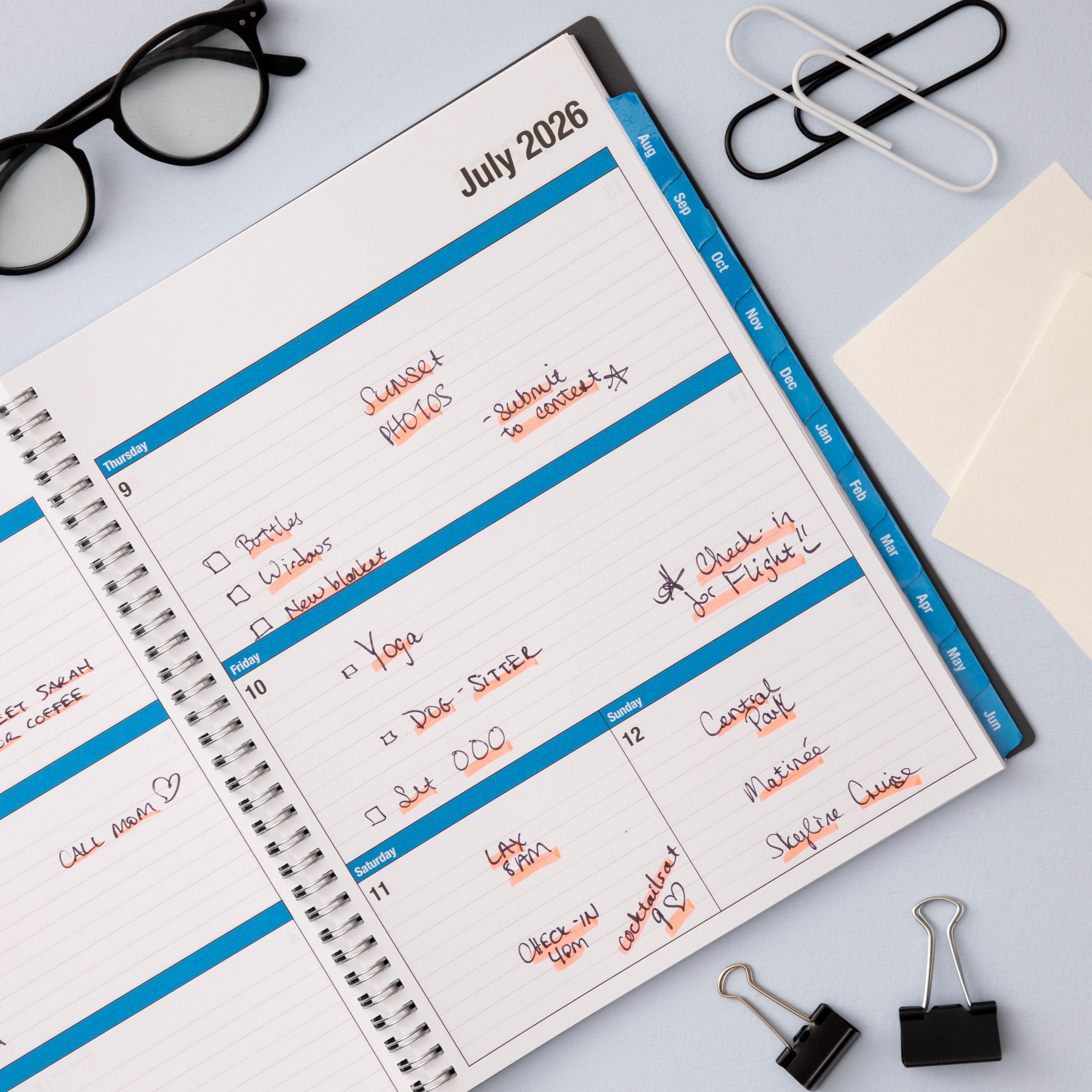 2026-2027 weekly spread featuring ample writing space, bullet points, to do-list.
