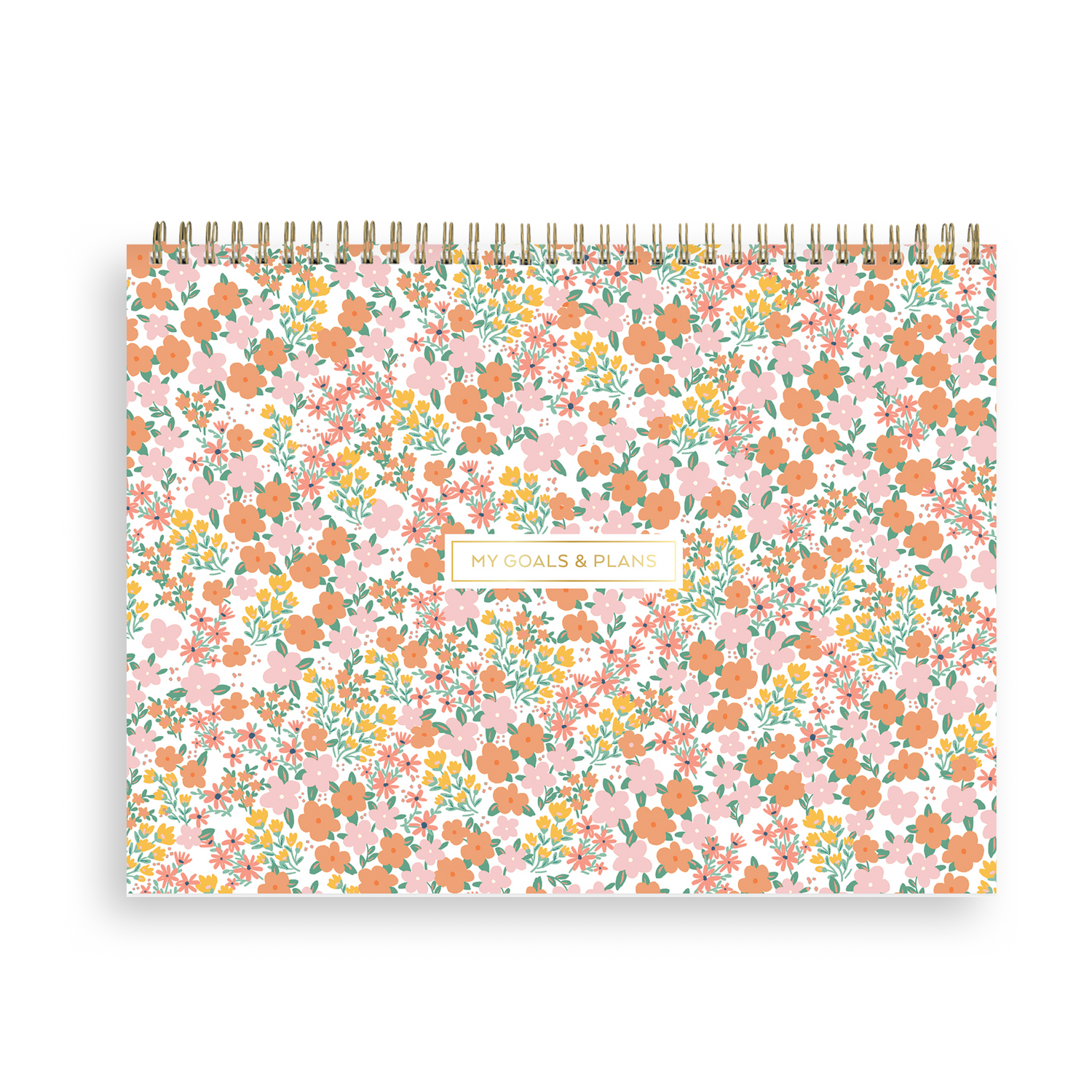 12 x 9 planning pad featuring a floral pink, orange floral front cover with twin wire-o binding