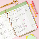 Teacher lesson planner weekly spreads with class period planning and student tracking sections