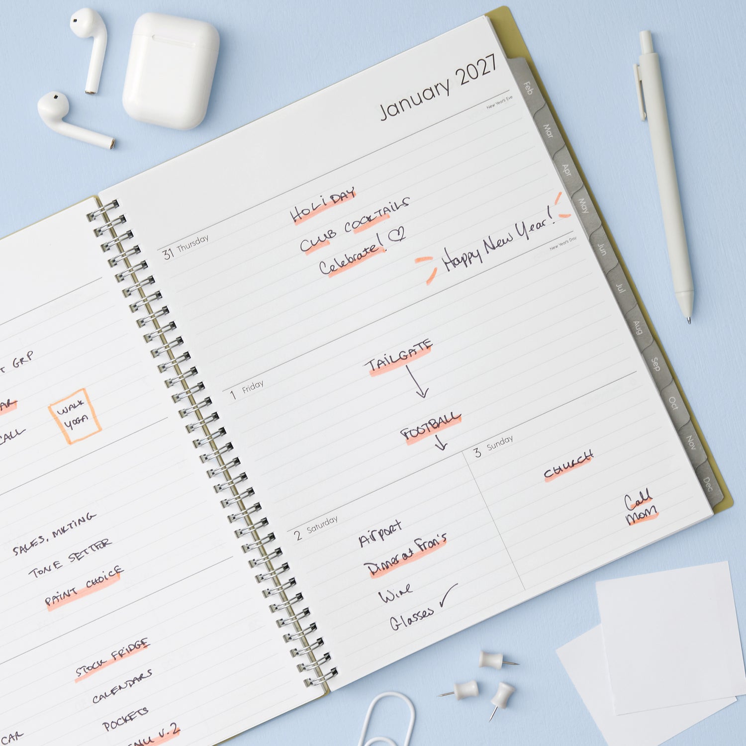 2027 weekly layout featuring lined writing space and organized sections for planning 8.5x11