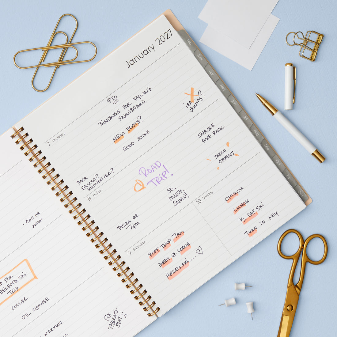 Enterprise 2027 Blush Pink Weekly Monthly 8.5x11 Planning Calendar